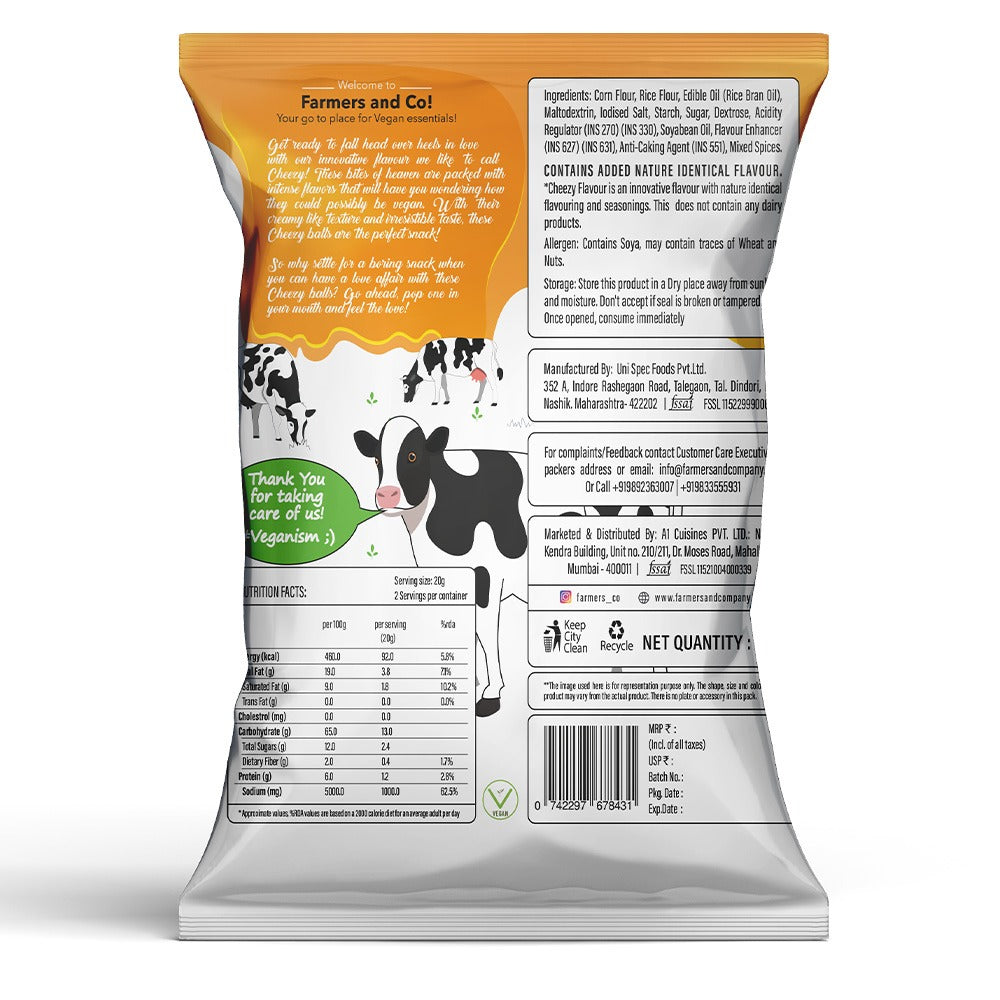Vegan Cheezy Balls | 40 gms | Pack of 4 (Rs. 75/- per pack)